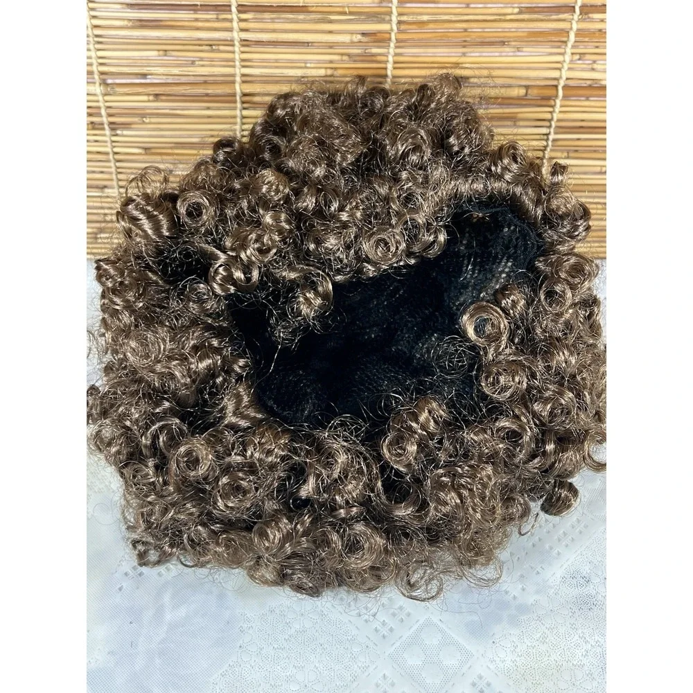 Short Afro Kinky Curly Wig for Men Women, Synthetic Funny Cosplay Wigs, Brown‎